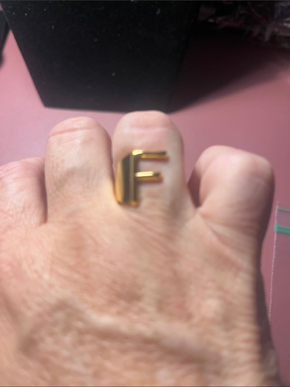 Plunder Gold Letter F Open-Back Ring